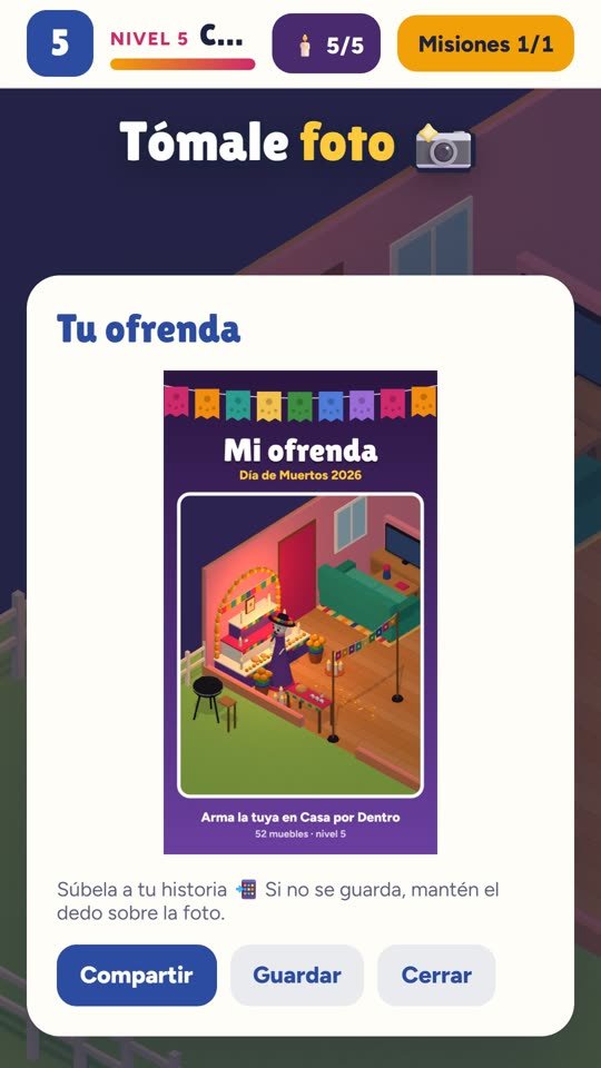 La foto de la ofrenda lista para compartir en la historia